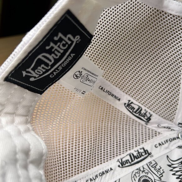 Von Dutch Trucker Hat White Embroidered Logo Patch Snapback Mesh Authentic Cap - Picture 6 of 7